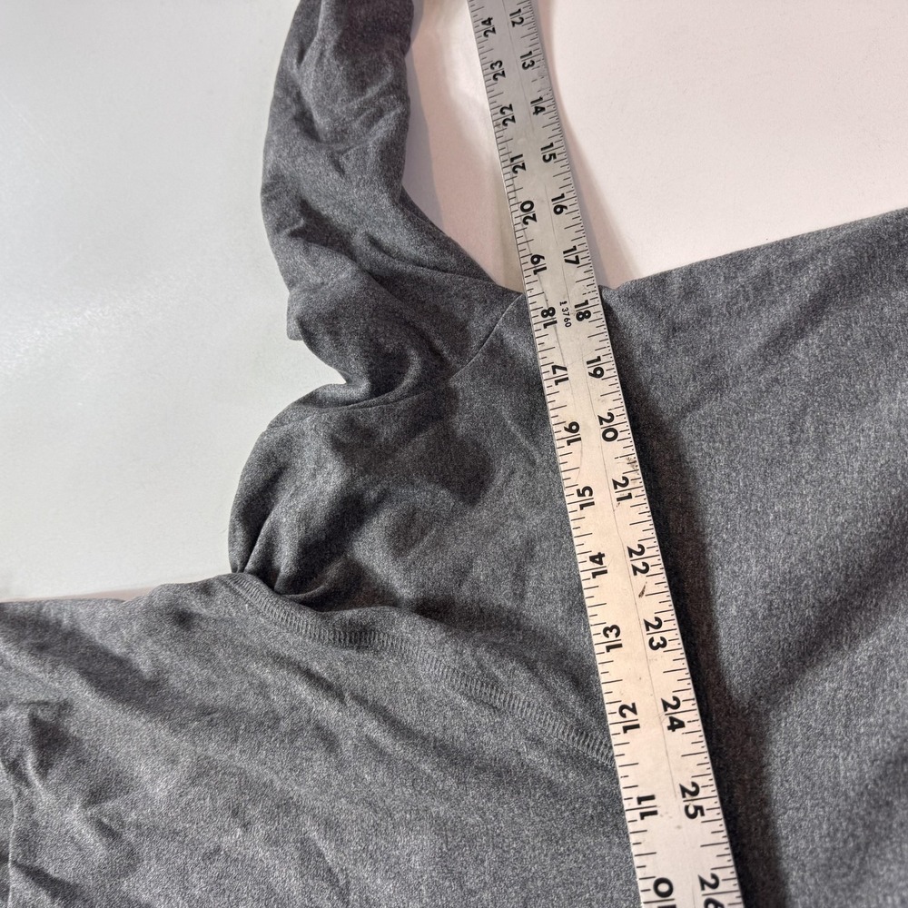 DESO Hoodie Womens Large Gray Lightweight Pullover Longline Wrap Hem Made USA - Picture 3 of 9